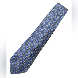 Salvatore Ferragamo Blue Silk Tie with Yellow Accent Motif